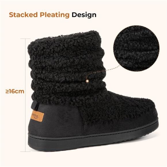 New Women's Bootie Slippers Fuzzy Warm Memory Foam Indoor House Shoes with - Picture 5 of 7